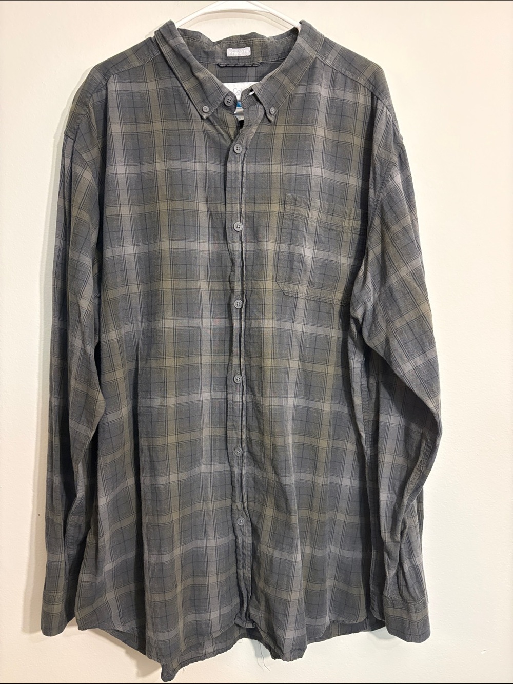 Columbia 2XL tall Mens Gray Plaid Button-Down Shirt Classic Casual
